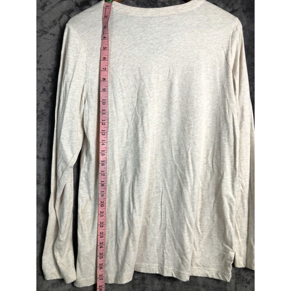 Sonoma Life Style Top Women Size Large Beige Leaf Detail Vneck - Picture 4 of 7